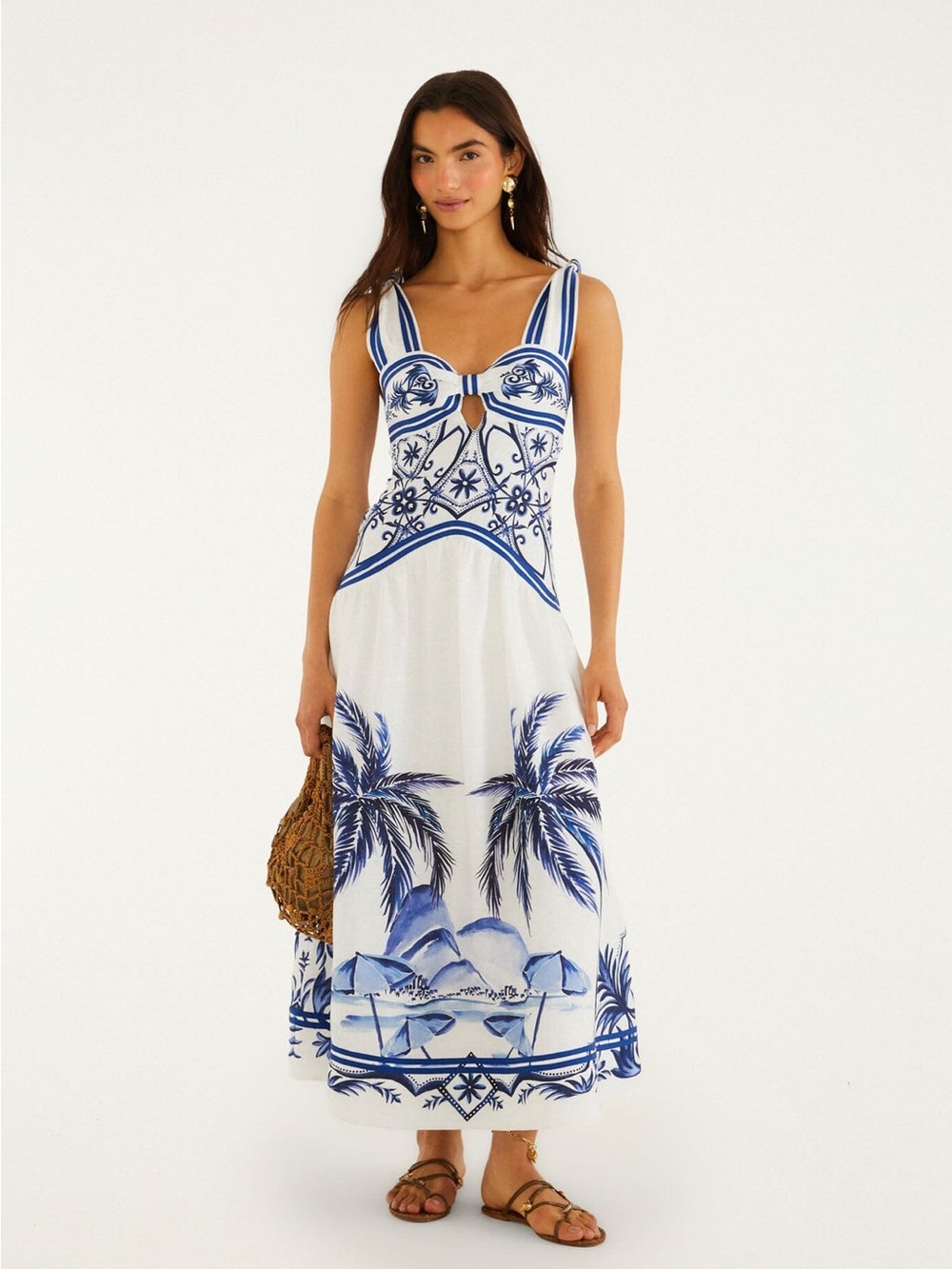 NWT FARM RIO Off-White Wonderful City Maxi Dress